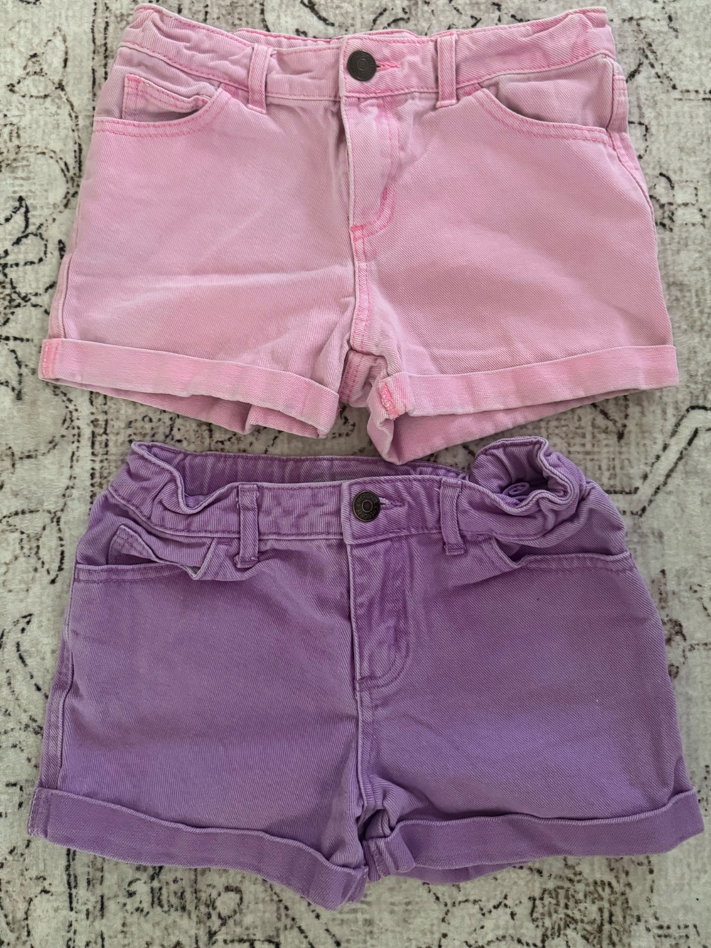 Kids Pink and Purple Cotton Shorts Set